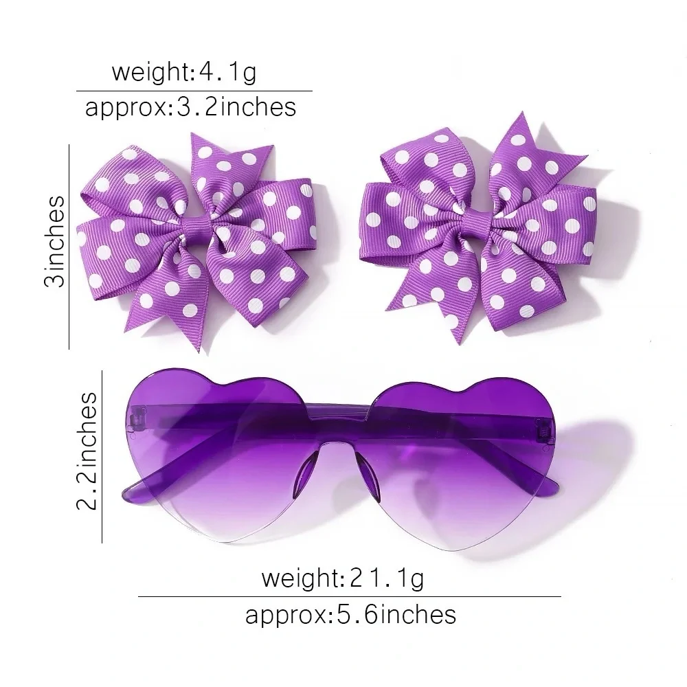 2‎ Piece Baby Girls Bow/Hairband Sunglasses Set NEW!! Purple Heart!! 💜🕶️